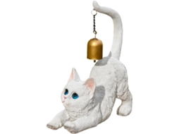 Estátua De Gato Esticado Estátua Decorativa De Gato Com Sino No Rabo | Esculturas De Animais Para Gokoco