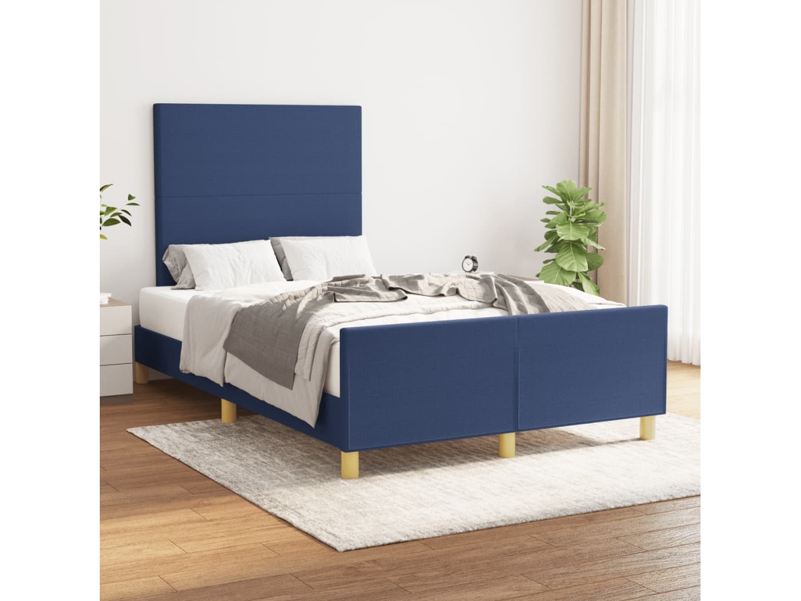 Vidaxl Estrutura De Cama Sem Colchão 120x190 Cm Tecido Azul