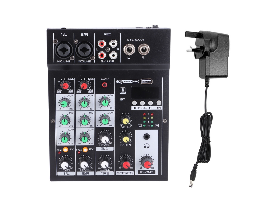 Omni-consola Mezcladora Profesional De 4 Canales Usb Para Streaming En Vivo Karaoke Con Pantalla Plug Uk 100-240v