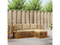 Vidaxl Conjunto De Sofás Para Exterior 4 Unid. Natural E Bege
