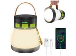 Luz de Acampamento Led Luz de Acampamento Recarregável de 1500 Lúmens com Carregamento Por Painel Solar À Prova DÁgua 8 Modos de Luz Preto