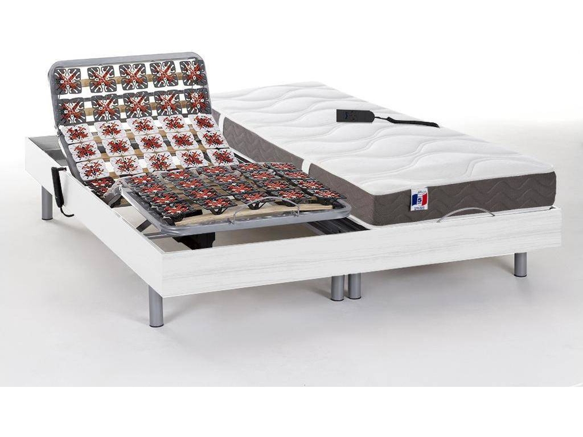 Cama Articulada Jupiter DREAMEA (Branco - Madeira e Tecido - 200x200x35 cm)