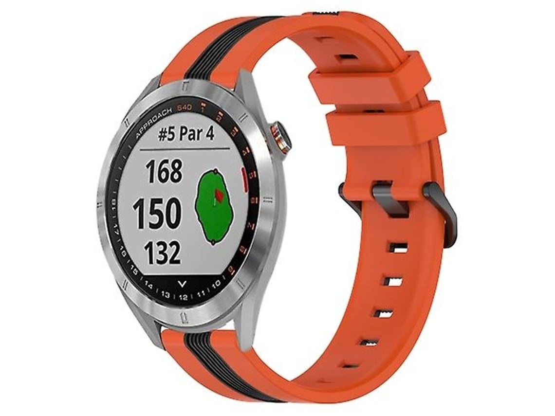 Pulseira De Relógio Lurelia Para Garmin Approach S40 20 Mm Vertical Bicolor Silicone Laranja Preto