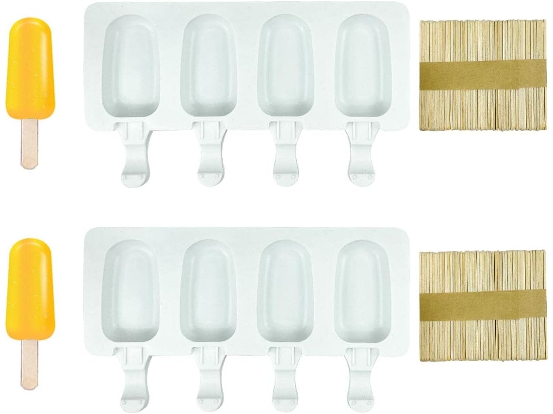Forma De Silicone Para Picolé Com 4/8 Cavidades, Forma Oval Para Cake Pop Com 50 Palitos De Madeira