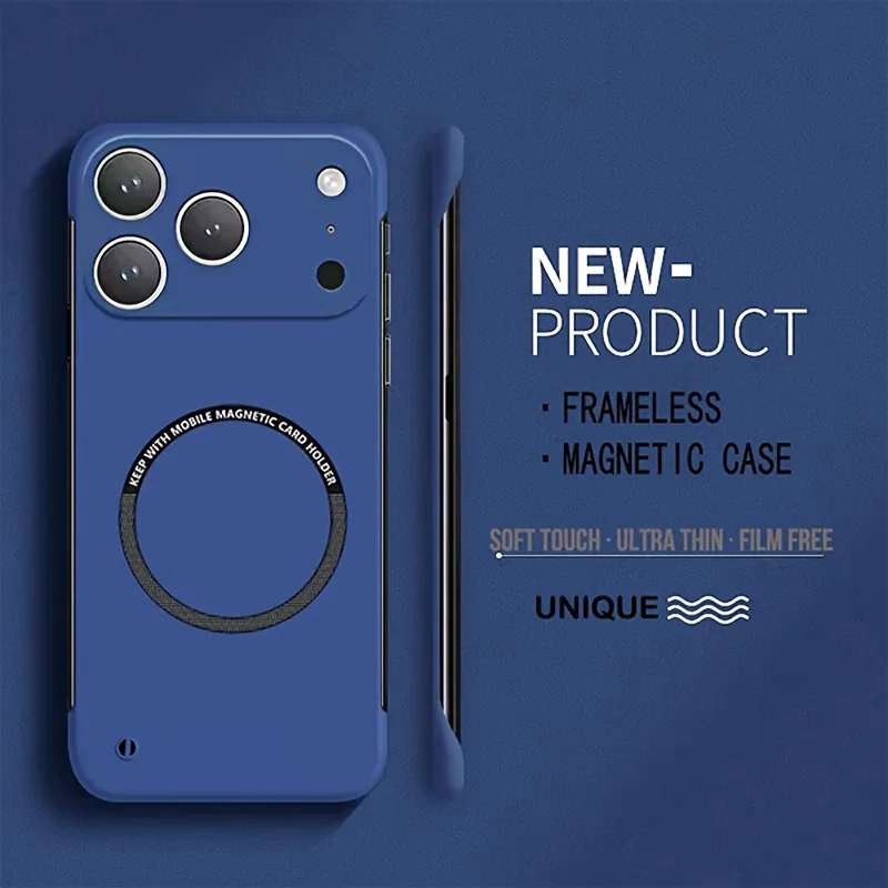 (azul) Capa Magnética Sem Moldura Para Iphone 8 Plus, Compatível Com Magsafe, Com Parte Traseira Fosca.