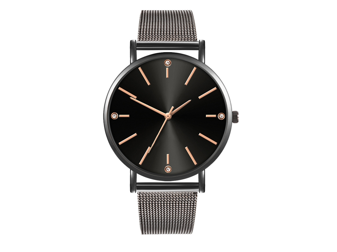 Reloj De Moda Para Parejas Con Correa De Malla Dial Redondo Cuarzo Unisex