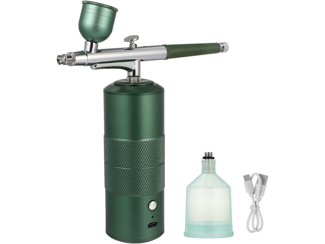Mini Kit De Aerógrafo Portátil Verde Com Compressor Usb