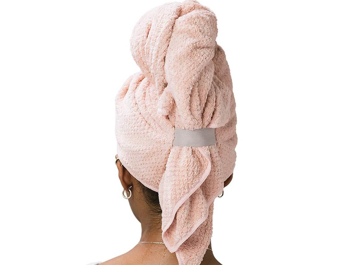 Toalha de Microfibra Grande para Secar Cabelo Feminina , Altamente Absorvente, de Secagem Rápida e Sem Frizz. MDUG (rosa)