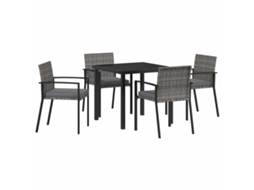 Conjunto de Jantar para Jardim 5 Pcs - Móveis de Jardim para Refeição Cinzeto Aço Revestido a Pó HARLANV1