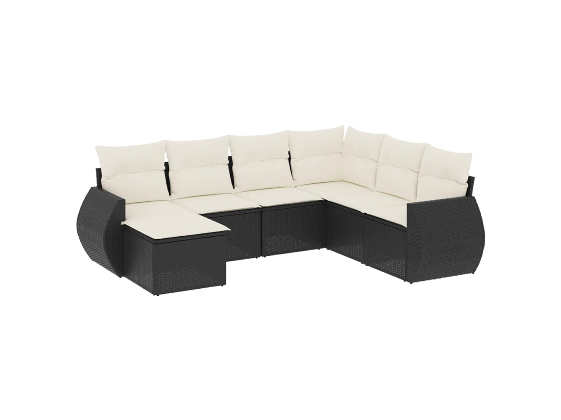 Maison Exclusive - 7 Pcs Conjunto De Sofás P/ Jardim C/ Almofadões Vime Pe Preto