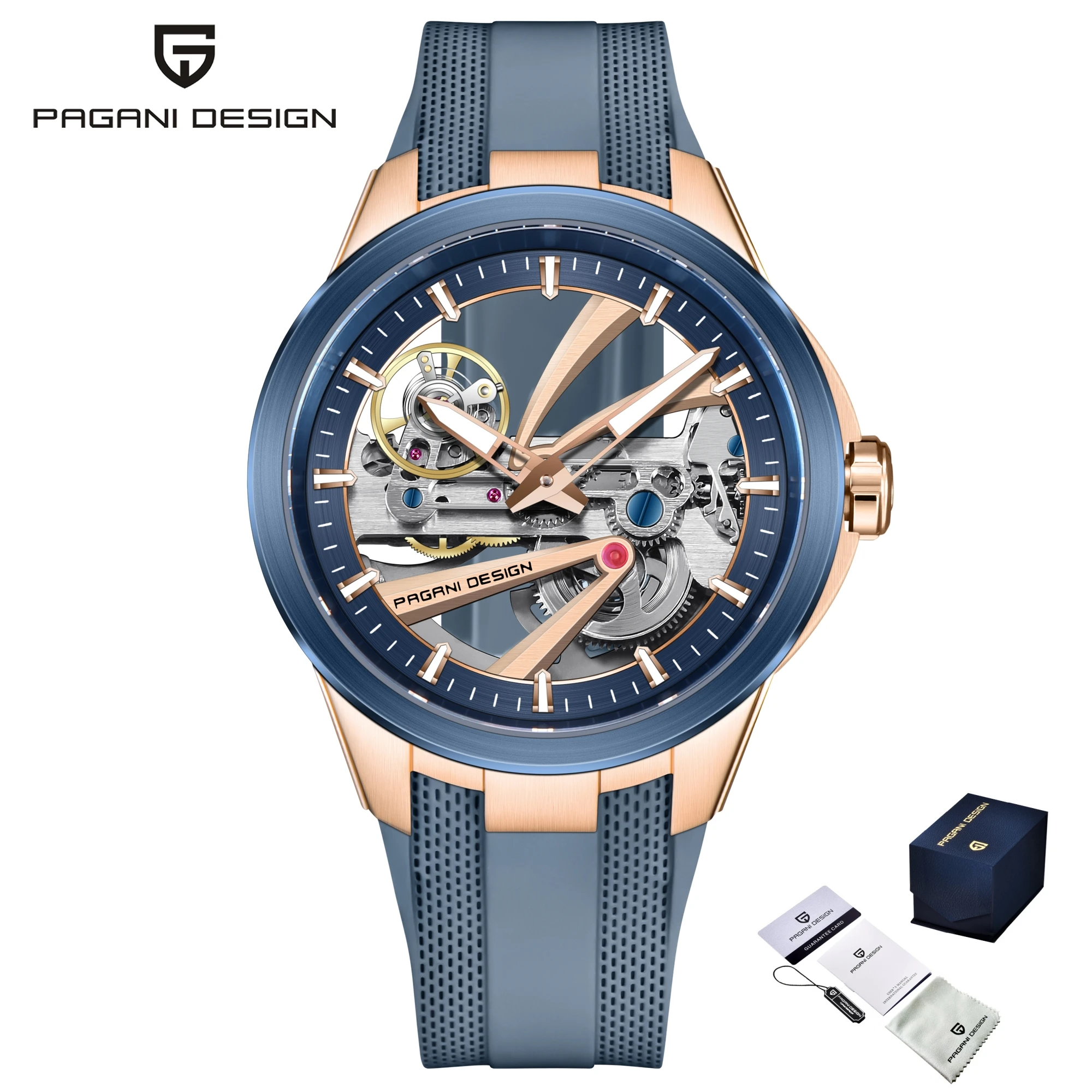 Relógio Masculino (azul) Com Cristal De Safira, À Prova D'água E Luminoso, Relógio Mecânico.