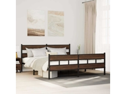 Vidaxl Estrutura Cama Sem Colchão 183x213 Cm Metal Carvalho Castanho