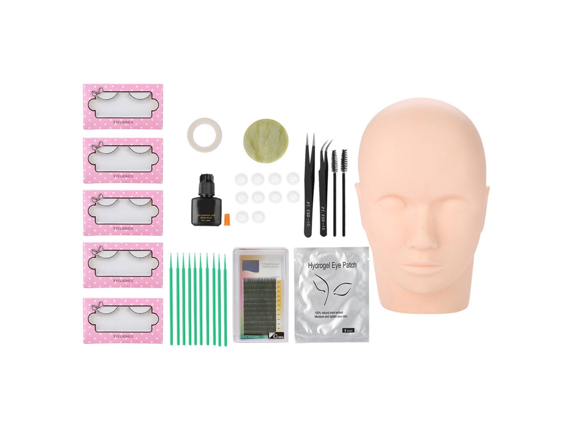 Kit De Extensão De Cílios 11pcs Com Pinça Cola E Bastões De Limpeza Para Grafting