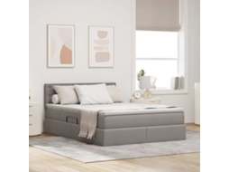 Vidaxl Cama Com Arrumação E Colchão Cinzento-acastanhado 140 X 200 Cm
