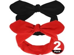 2 Peças Retro Headbands Vermelho Preto Faixa de Cabelo Vintage Fio Bandana Orelha de Coelho Arco Headwrap para Meninas e Mulheres JEDBESETZT