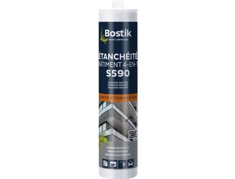 S590 Selante de Silicone para Construção Vedação Calafetagem Expansão Envidraçamento Translúcido Cartucho de 300 Ml BOSTIK