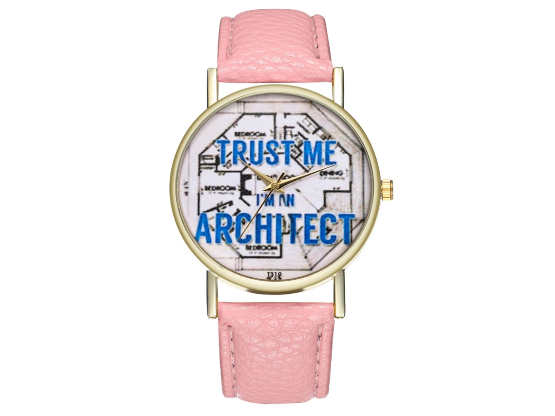 Relógio de pulso feminino de quartzo, moderno e elegante, rosa.