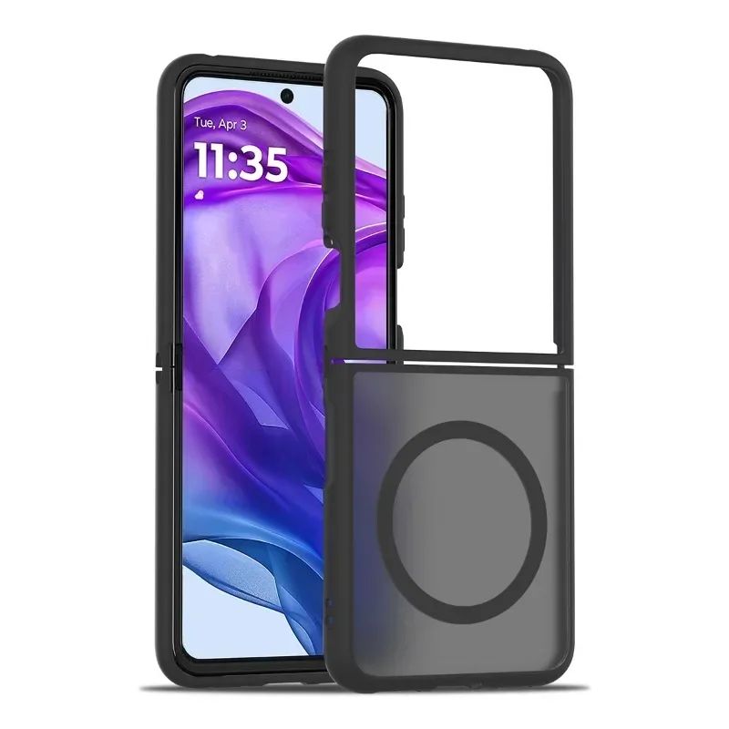 (preto, Motorola Razr 50 Ultra) Capa De Carregamento Magnética Fosca, Capa Protetora Dobrável À Prova De Choque
