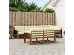 Vidaxl Conjunto De Sofás Para Exterior 8 Unid. Natural E Creme