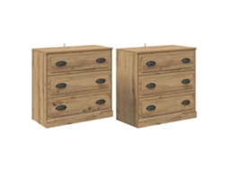 Conjunto 2 Buffet Moderno Vidaxl Castanho Derivados De Madeira (70 X 35,5 X 67,5 Cm)