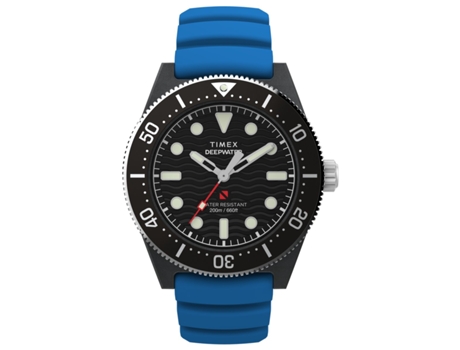 Relógio Homem Deep Water 43,00 Mm Bracelete De Cauchu Cor Da Bracelete Azul À Prova De Água 20 Bar Timex