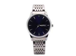 Relógio Masculino de Quartzo À Prova D'água Estilo Simples com Calendário Duplo Azul Prata
