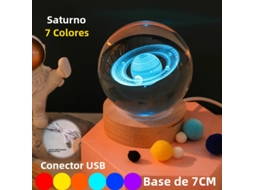 Luz Noturna Led Usb Galaxy Crystal Luz Planetária 3d Luz da Lua MDUG (7cm Saturno)