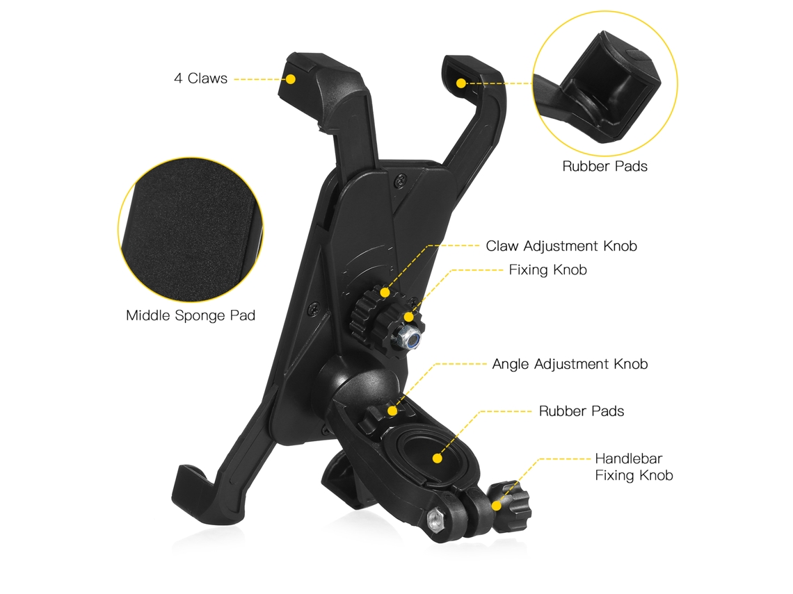 Suporte Mali para Celular em Bike, Rotação 360°, Ajustável, Universal