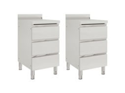 Vidaxl Armários De Cozinha Comerciais Com 3 Gavetas, 2 Peças, 50x60x96 Cm