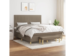 Vidaxl Cama Com Molas/colchão 160x200 Cm Tecido Castanho-acinzentado