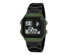 Reloj Digital Deportivo Sanda Led Multifuncional Impermeable Negro+verde Ejército