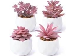 HYMNORA Plantas Artificiais Para Exterior Com Vasos Pequenos, Suculentas Falsas