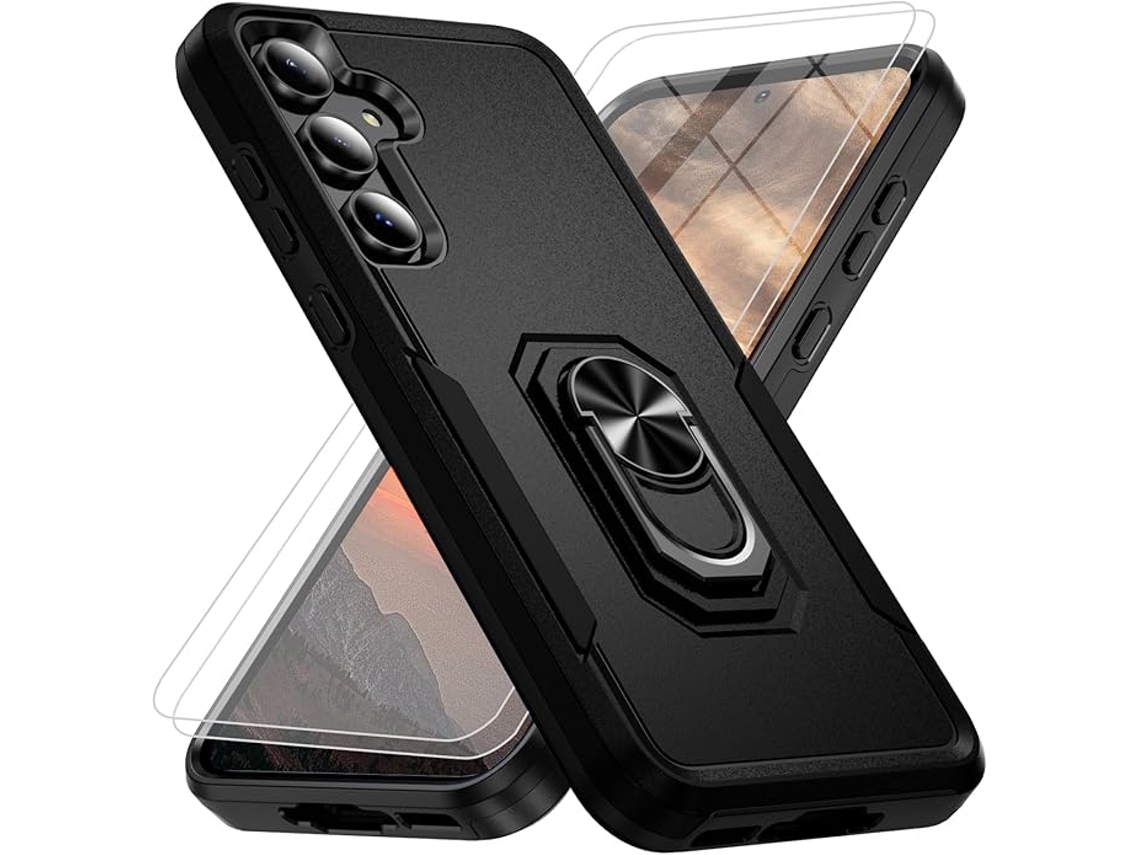 Capa Para Samsung Galaxy A57 5g Com 2 Protetores De Ecrã De Vidro Temperado Preto Hexinyigjly