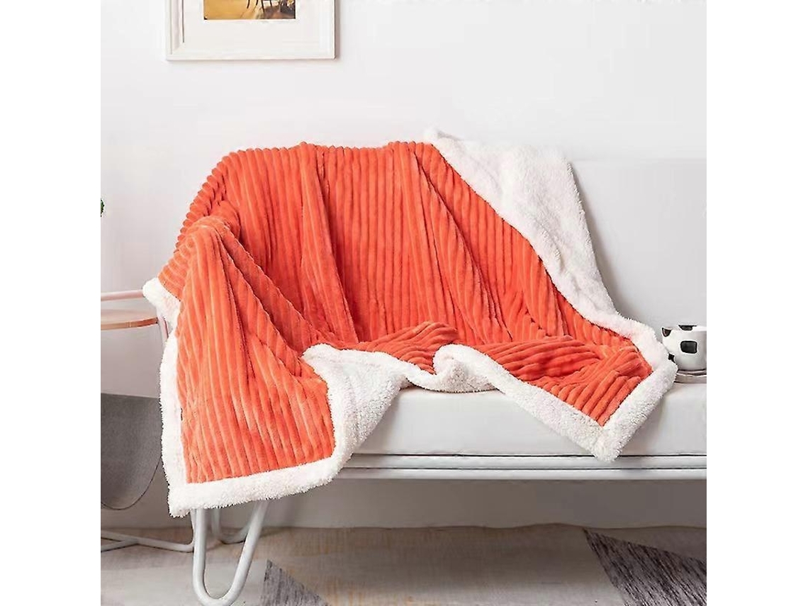 Magic Velvet Sherpa Feltro Fleece Xadrez Laranja E Branco Sherpa Macio Pelúcia Fofo Quente Aconchegante Grosso Para Cama Sofá Mesa-aquaforge