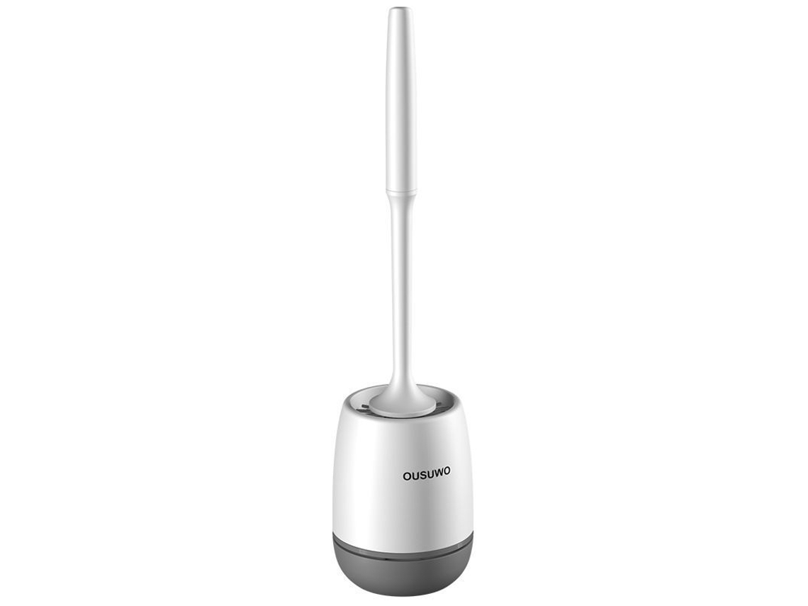 Cepillo de vaso sanitário com suporte, silicone, branco e cinza, marca