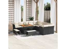 Vidaxl Conjunto De Sofá De Jardim 13 Unid. Preto Vime Pe