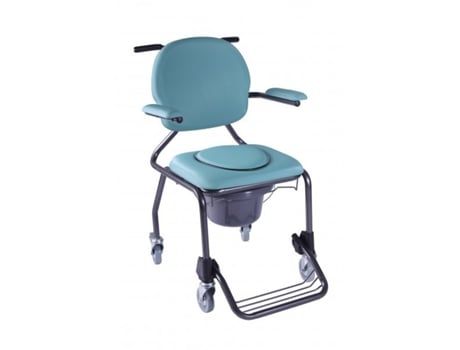 Cadeira Sanitária HERDEGEN com Vaso Sanitário com Rodas, Apoios de Pés Cor Azul