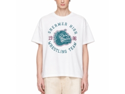 Rockinstone Breakfast Club Movie Shermer High Logo Vintage White Adult T-shirt Size:xxl