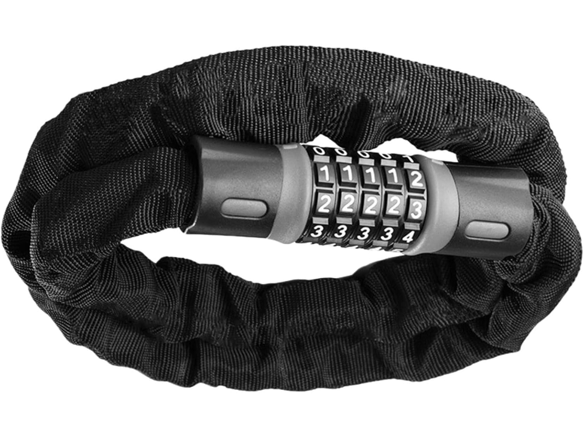 Cadeado De Corrente Para Bicicleta Com Combinação De 5 Dígitos, Preto