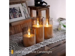 Conjunto De 3 Velas Sem Chama Com Controle Remoto, Velas Falsas De Led Operadas Por Bateria SUNNY SPACES