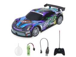 Carrinho de Controle Remoto Escala 1:22, Veículo de Corrida Elétrico com Luzes e Spray, Presente para Crianças e Adultos, Roxo