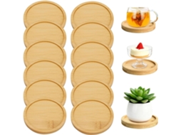 Posavasos de Bambú 12 Piezas Redondos de Madera DAWNPAVILL