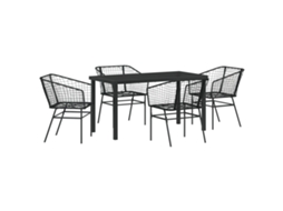 Conjunto 5 De Jantar De Jardim De Vidaxl Preto Em Rattan Poly