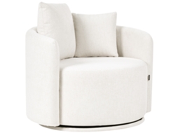 Sillón Giratorio Beliani Ennora De Tela Blanco 88x82x67