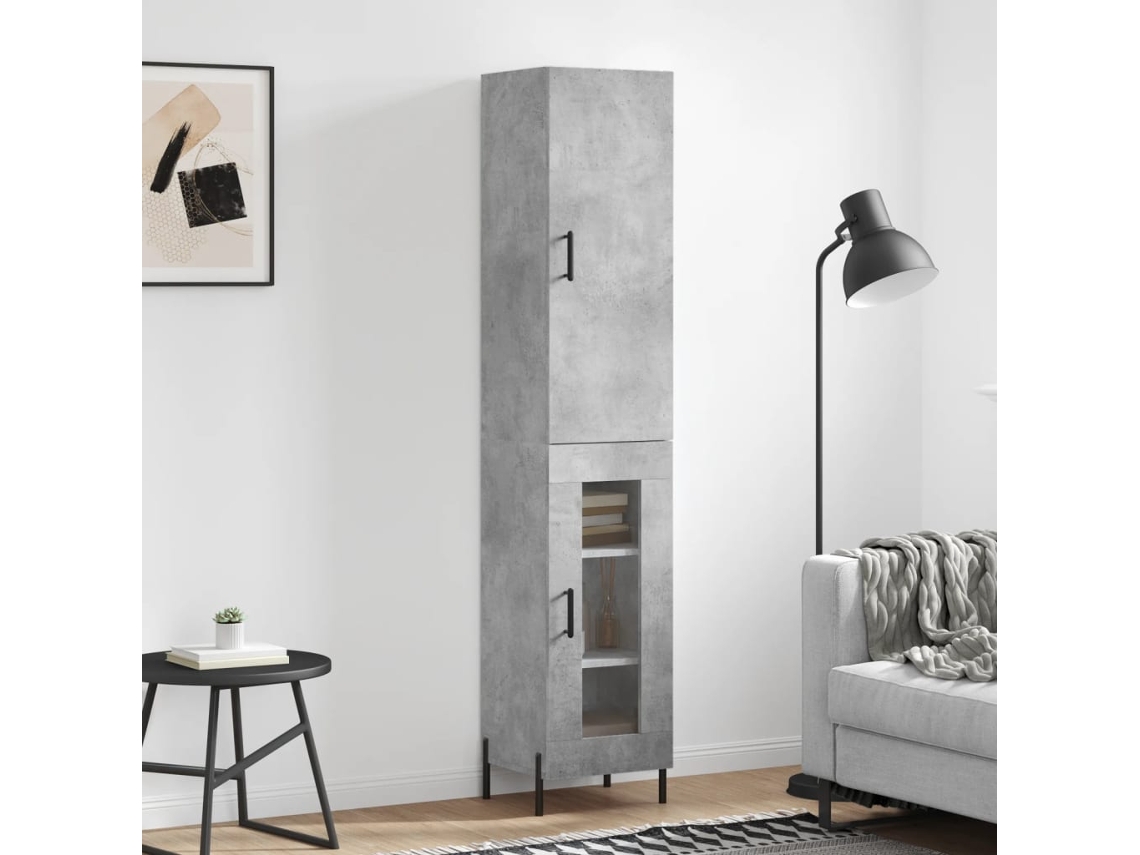 Armario alto 34,5x34x180 cm Madera procesada Gris Cemento