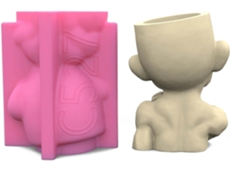 Moldes de silicone para porta-lápis Muscle Mann em Teflon, acabamento artesanal, com resina epóxi e outros materiais.