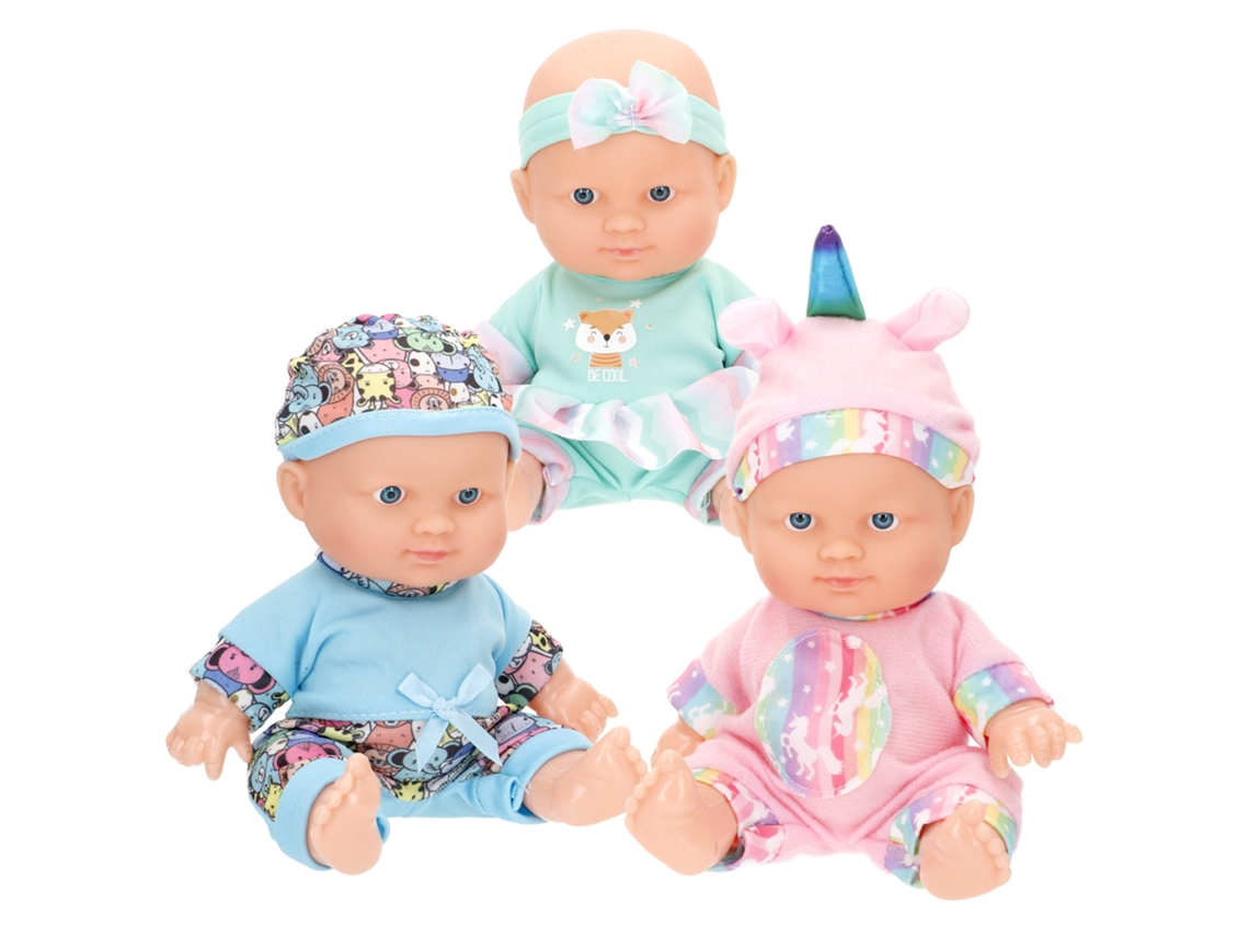 Conjunto 3 Bonecos De Bebé 20 Cm Com Roupa Colorbaby's