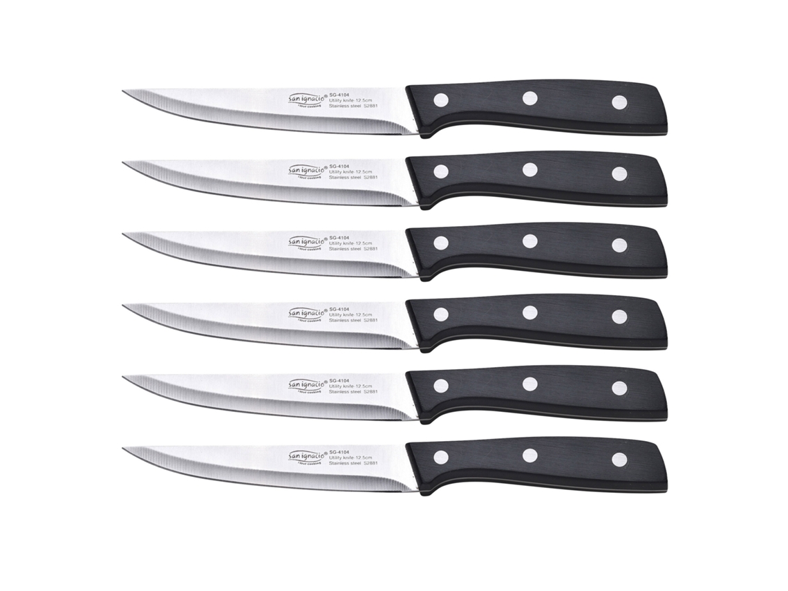 Conjunto De Facas 12,5cm San Ignacio Expert (6 Peças) Aço Inoxidável Preto, Prata