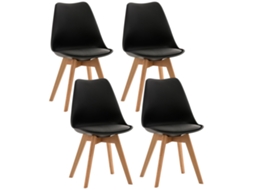 Conjunto de 4 cadeiras de jantar Linares preto/plástico CLP