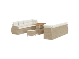 Conjunto 11 Conjunto De Sofá De Jardim Vidaxl Bege Vime Pe (90 X 55 X 71 Cm)